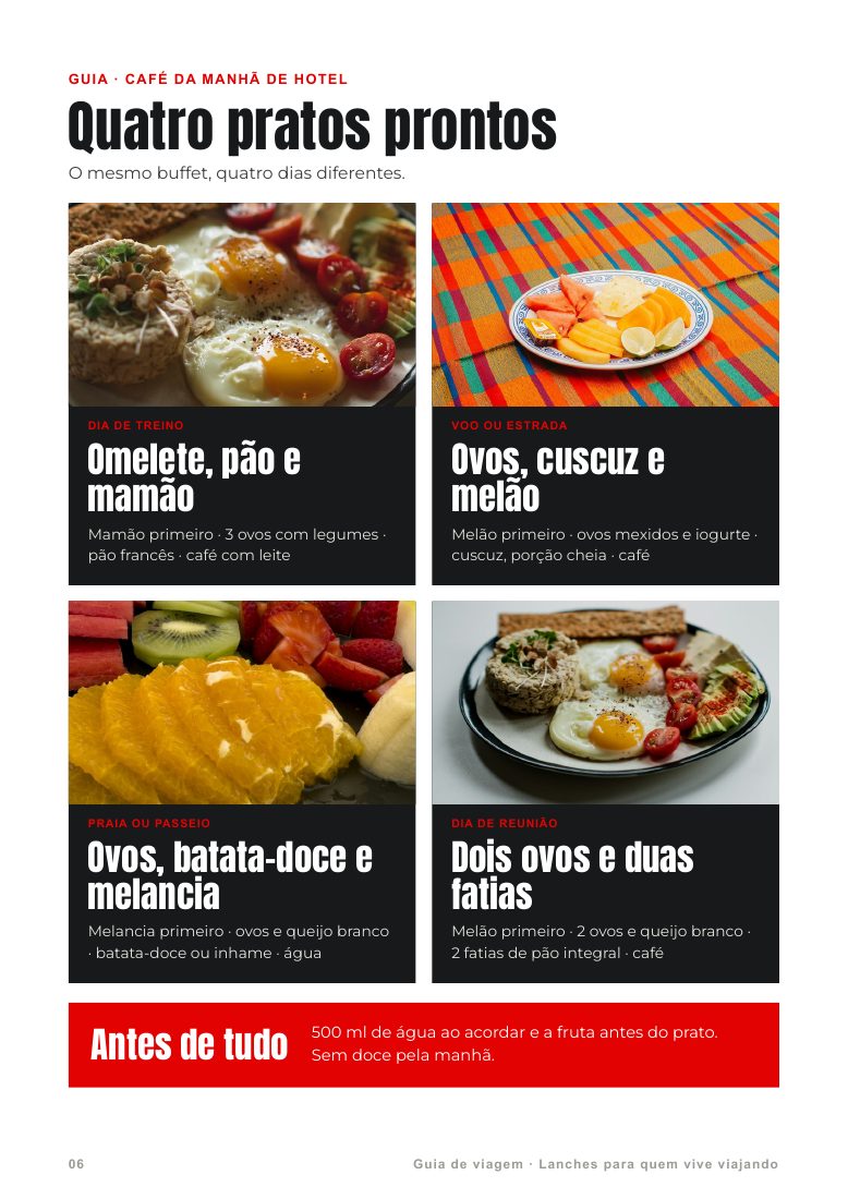 Combinações para o café da manhã no hotel, página 6 do e-book Guia de viagem